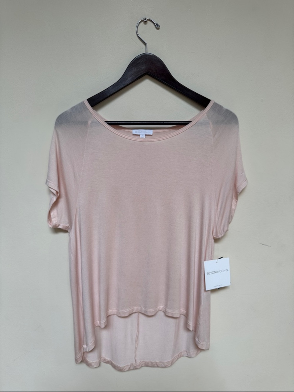 Beyond Yoga Blush Pink Short Sleeve High-Low Tee